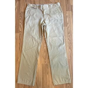 Lacoste Men's 35x30 Cotton Stretch Flat Front Regular Fit Tan Beige Pants Slacks